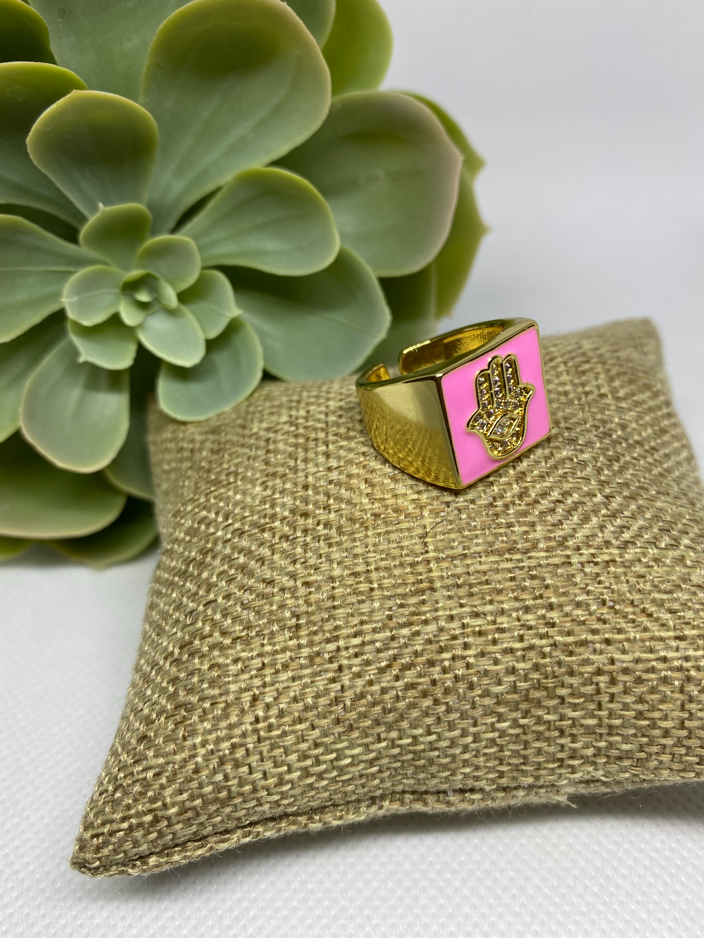 Hamsa Enamel Ring