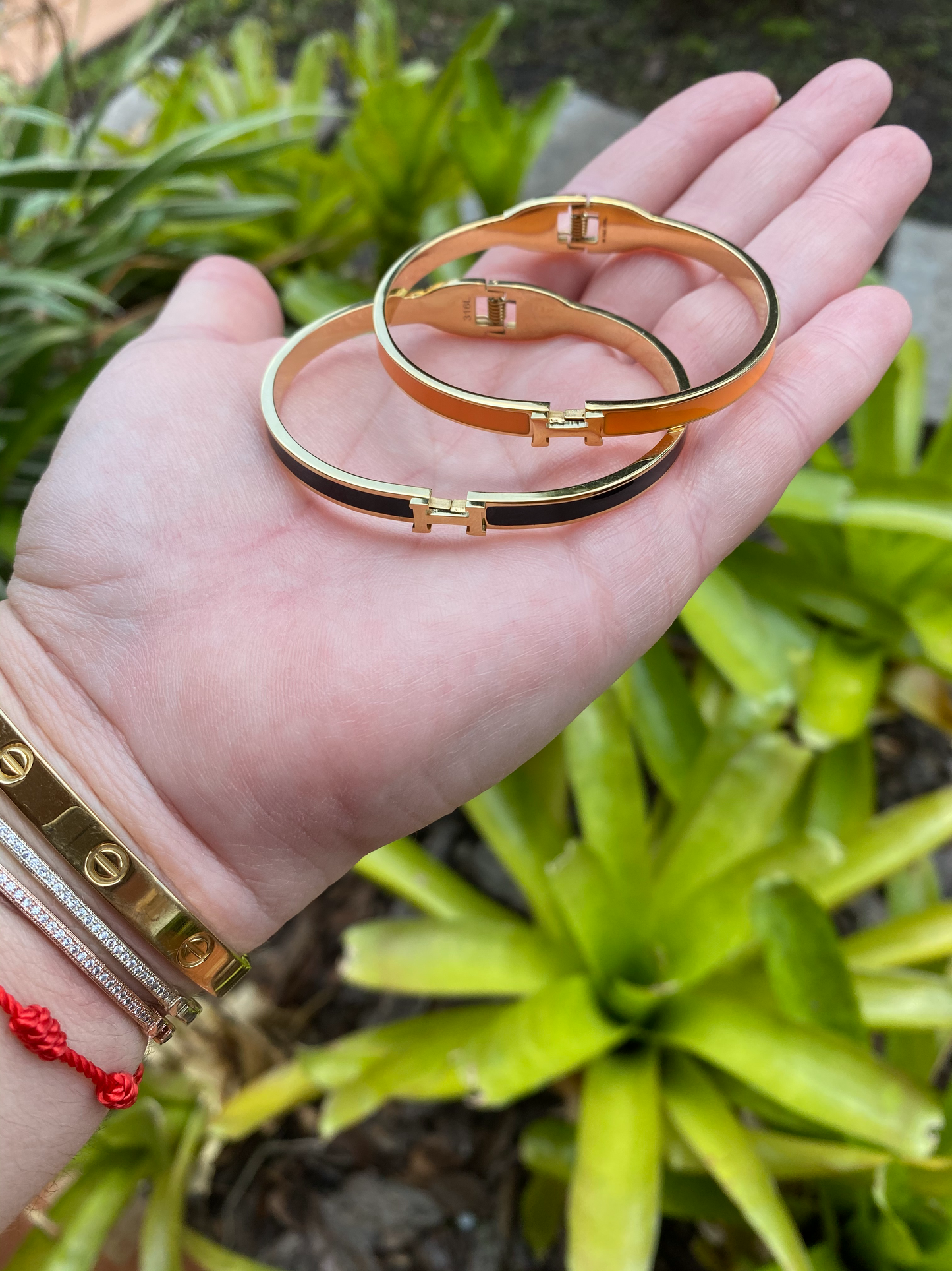 H Clasp Enamel Bangle