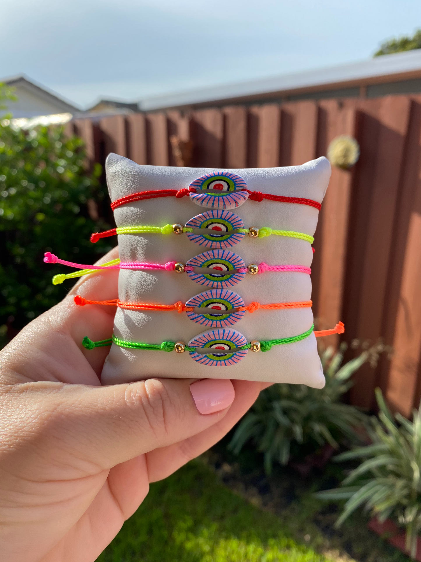 Cowrie Neon Evil Eye Bracelet