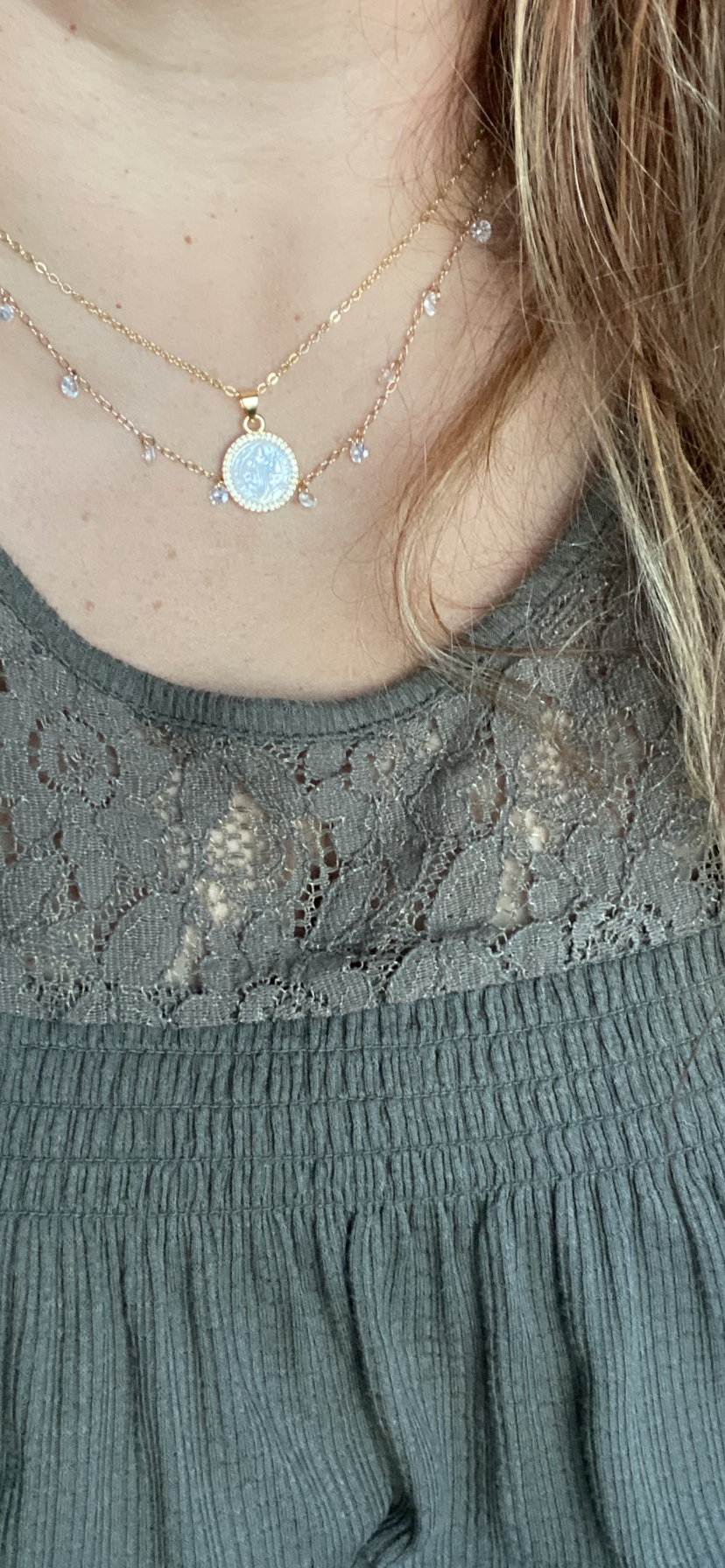 Saint Christopher Mother of Pearl Necklace