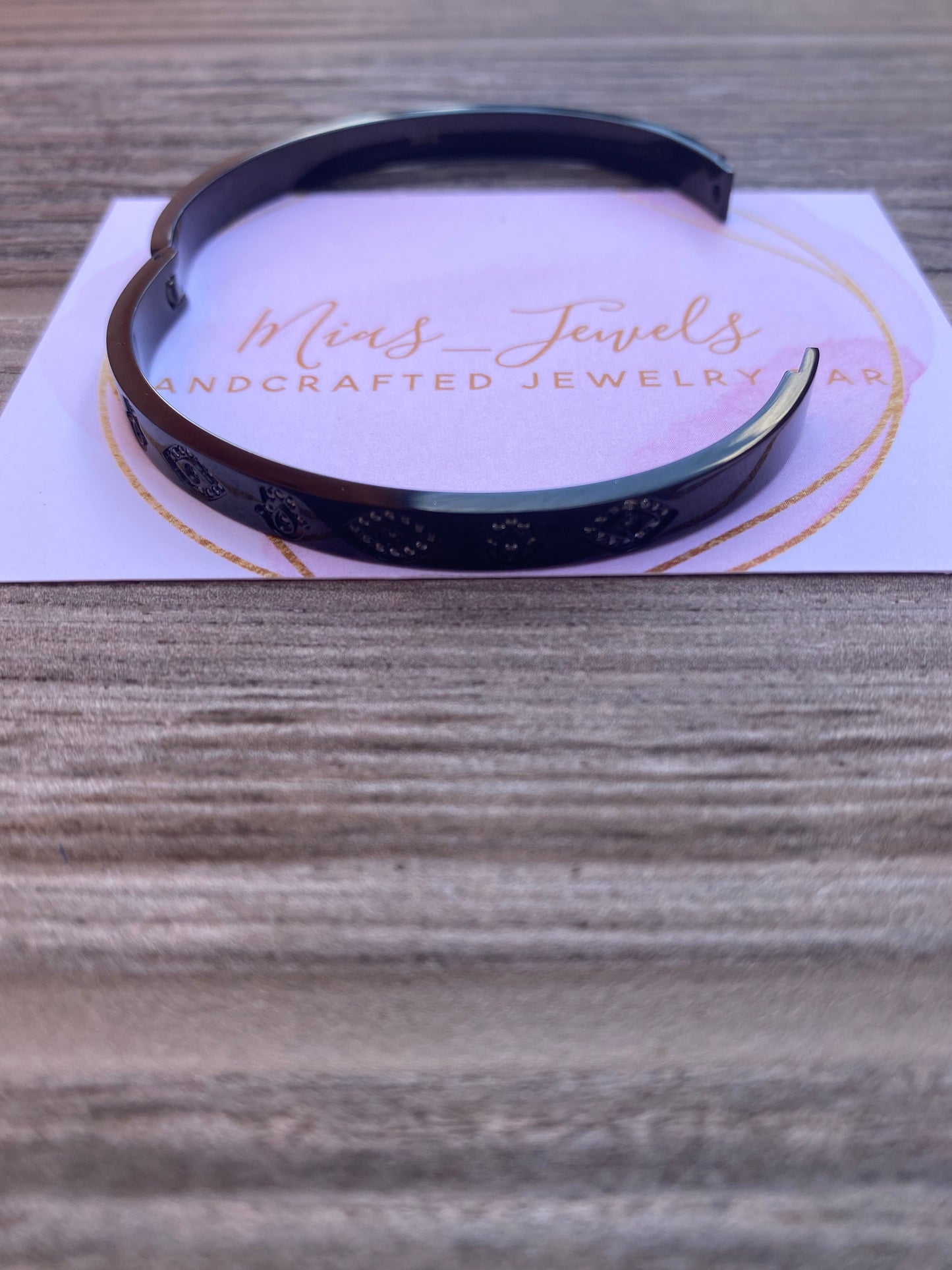 Hamsa And Evil Eye Black Bangle