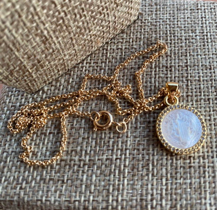 Saint Christopher Mother of Pearl Necklace