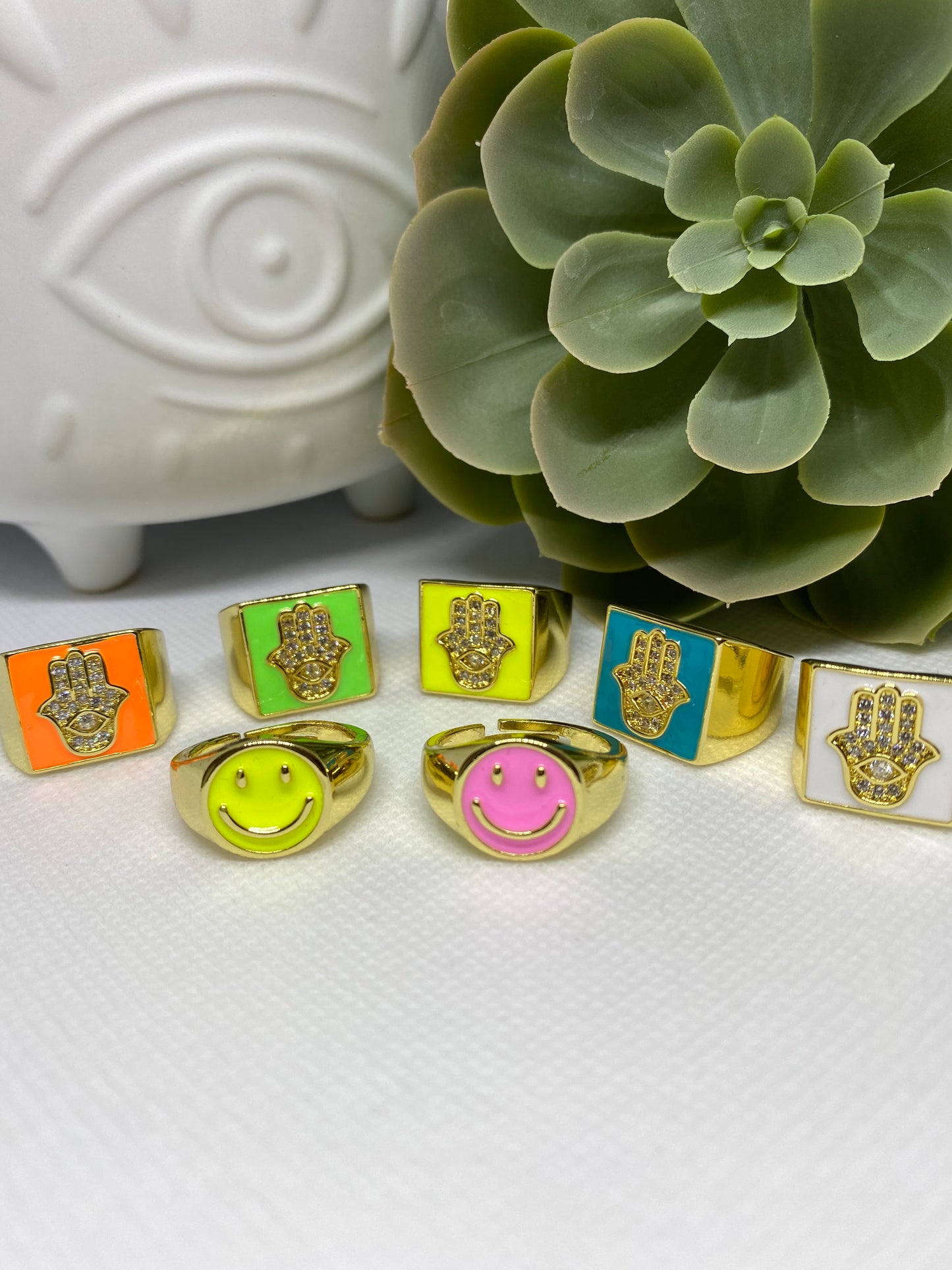 Hamsa Enamel Ring