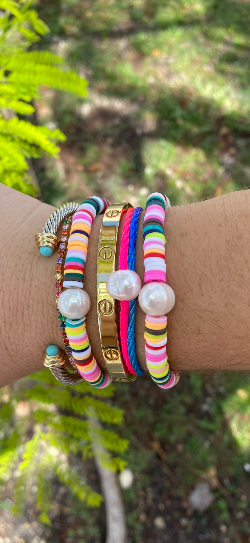 Rainbow and Pearl Bracelet