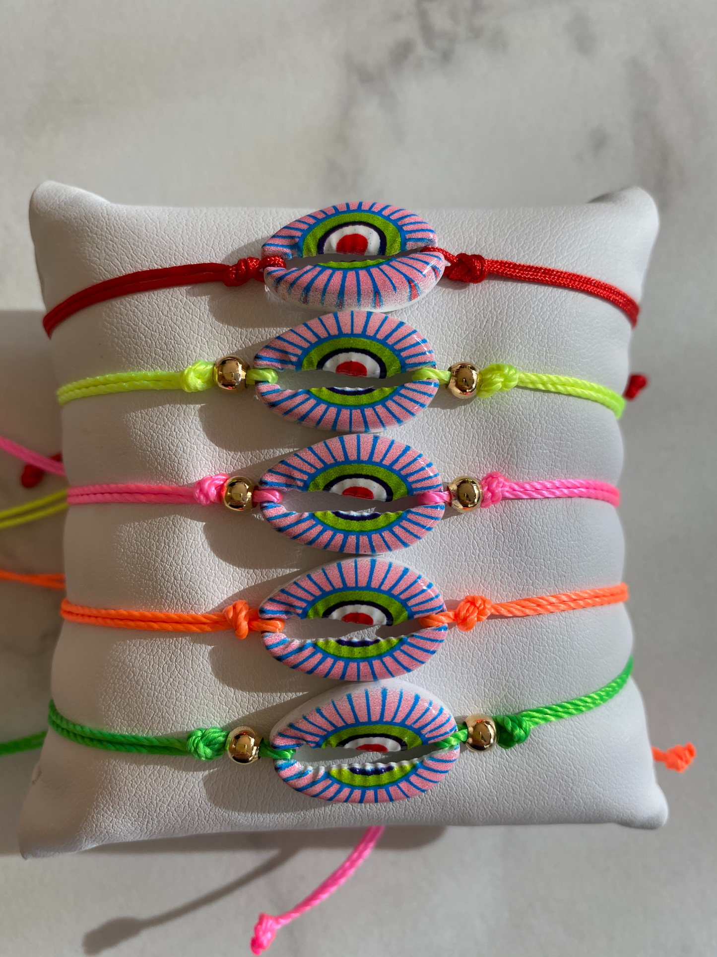 Cowrie Neon Evil Eye Bracelet