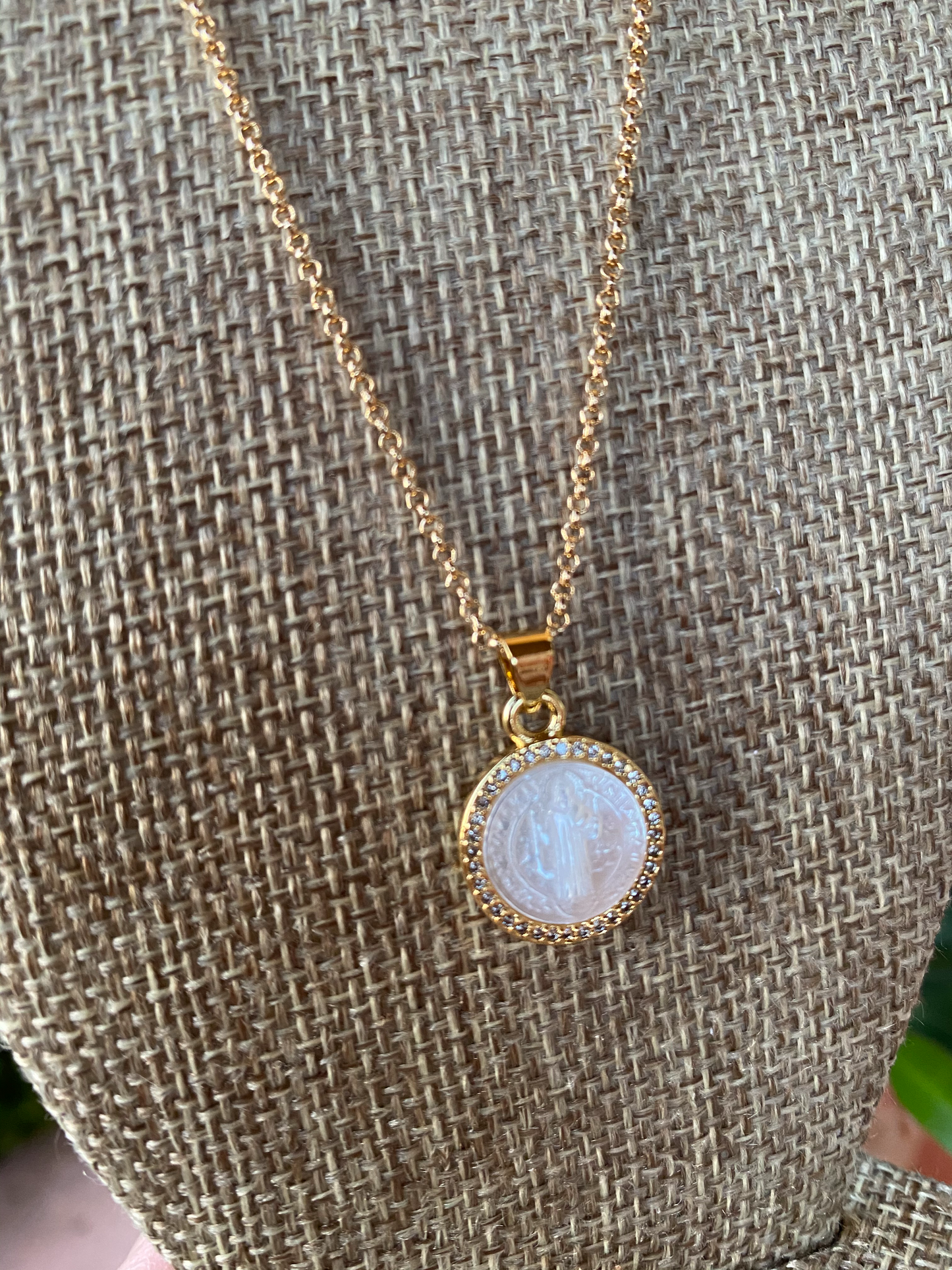 Saint Christopher Mother of Pearl Necklace