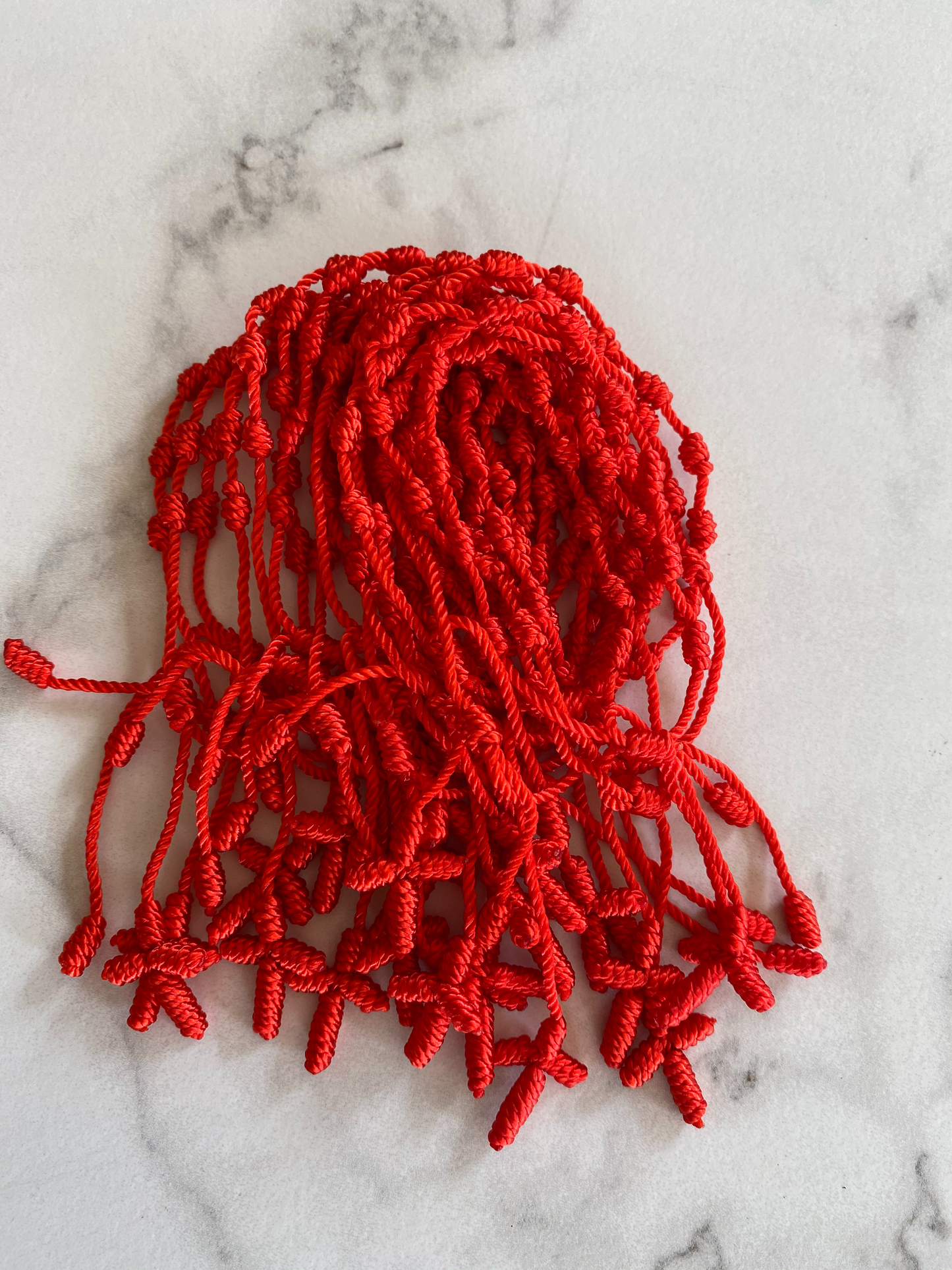 Knotted 10 Times Red String W Cross