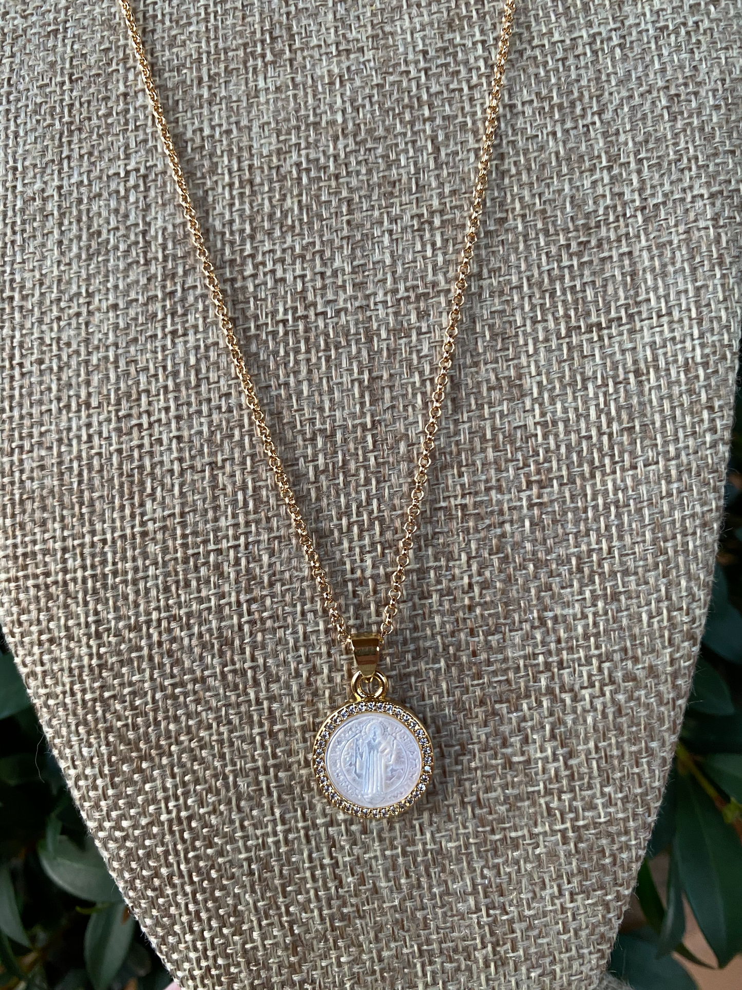 Saint Christopher Mother of Pearl Necklace